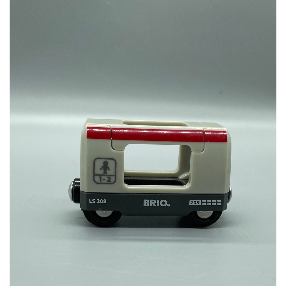 Brio LS 208 Passenger Train Car Magnetic Wooden Railway White Red Grey 208‎